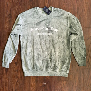 NWT Comfort Colors Tie Dye American Boy Crew Neck Graphic Green Sweatshirt Med